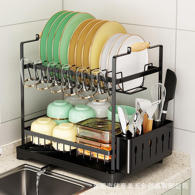 碗碟沥水架家用碗盘筷子大容量餐具收纳架厨房台面水槽晾碗置物架