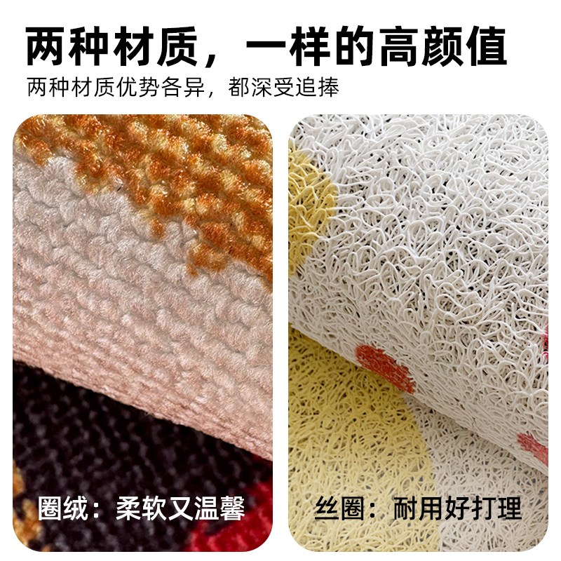 圈绒入户门地垫美式复古客厅地毯进门垫子耐脏家用门口玄关蹭脚垫