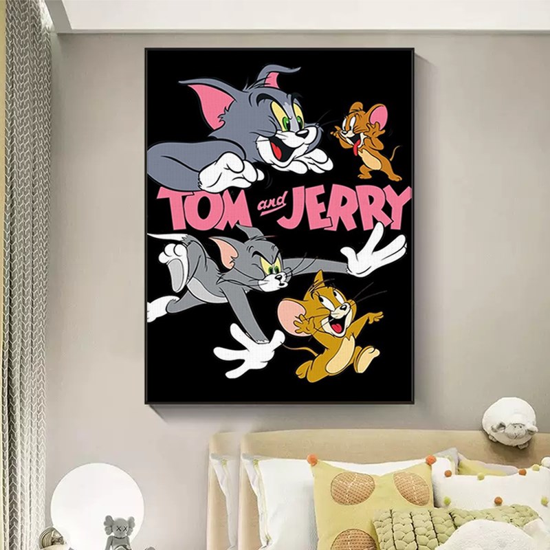 猫和老鼠数字油画diy2024z新款填色手工手绘填充油彩丙烯装饰画