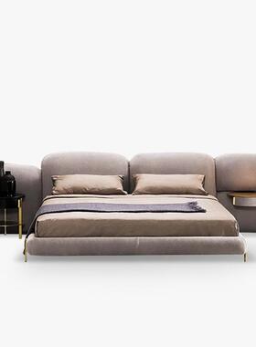 石头床磨砂布简约主卧轻奢主卧室别墅双人1.8米baxt宽屏设计师M床