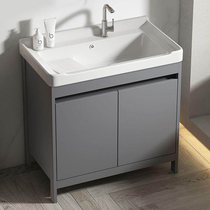 落地式洗衣柜组合太空铝陶瓷一体洗手台盆阳台室外带搓衣板洗衣池