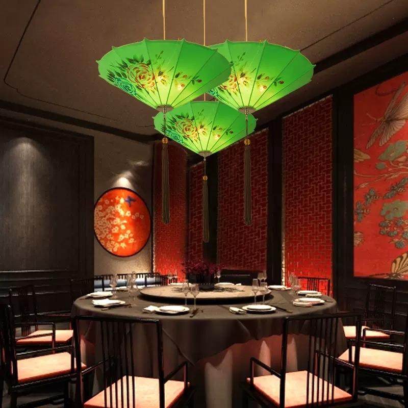新中式小吊灯布艺灯笼餐厅伞灯火锅店现代创意中国风过道仿古灯饰