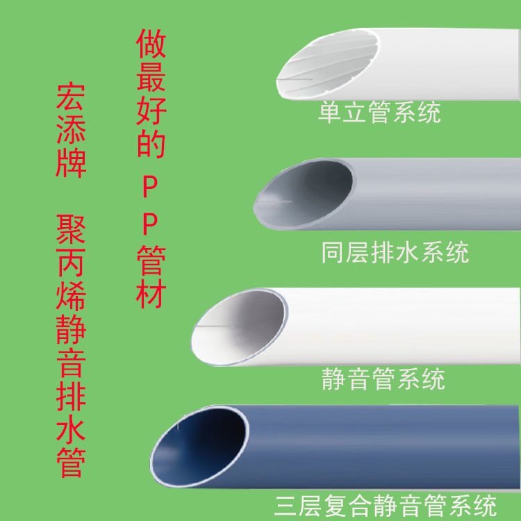 供应聚丙烯pp静音管宏添pp静音管材规格齐全蓝白两色