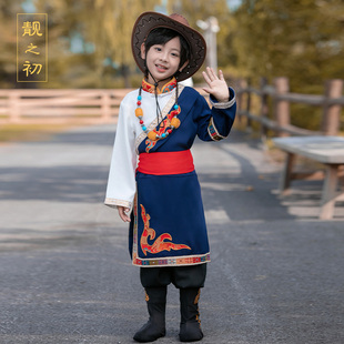 速发藏族服装儿童舞藏演出服男童新款藏袍走式蹈秀表演少数民族服