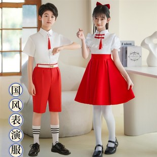 速发中小筝生朗合唱团红色大诵比赛演出服中国风民乐团古学表演服
