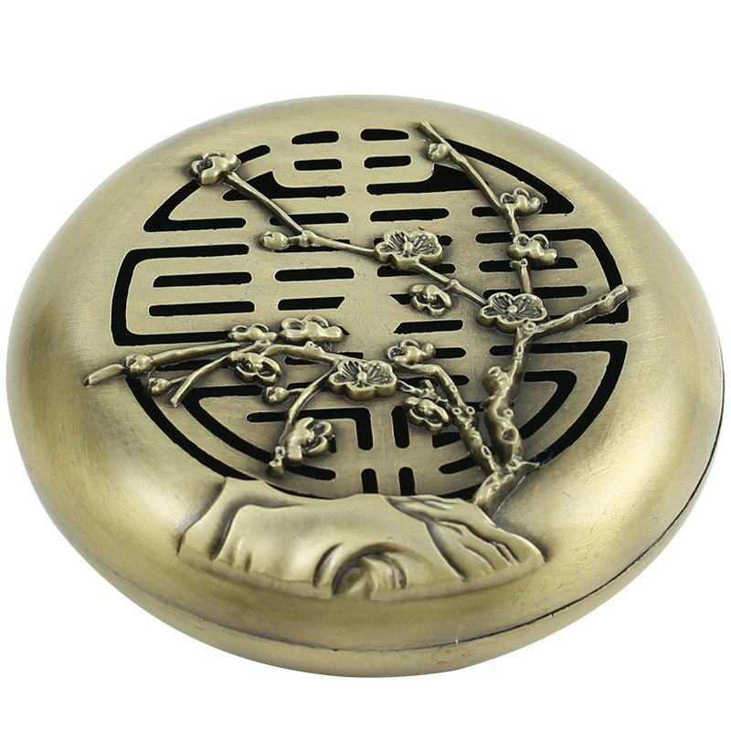 速发【清仓】盘檀炉家用合金竹盒香香炉仿古迷你福寿梅兰香菊香薰