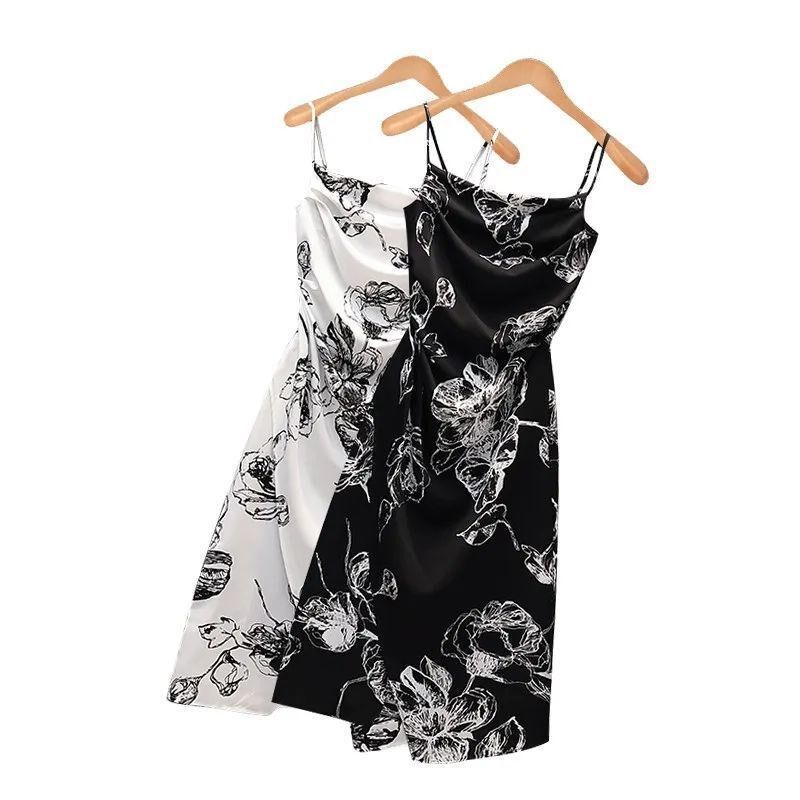 速发季码装20款5夏大新款微胖妹妹纯欲风中长2碎花吊带连衣裙