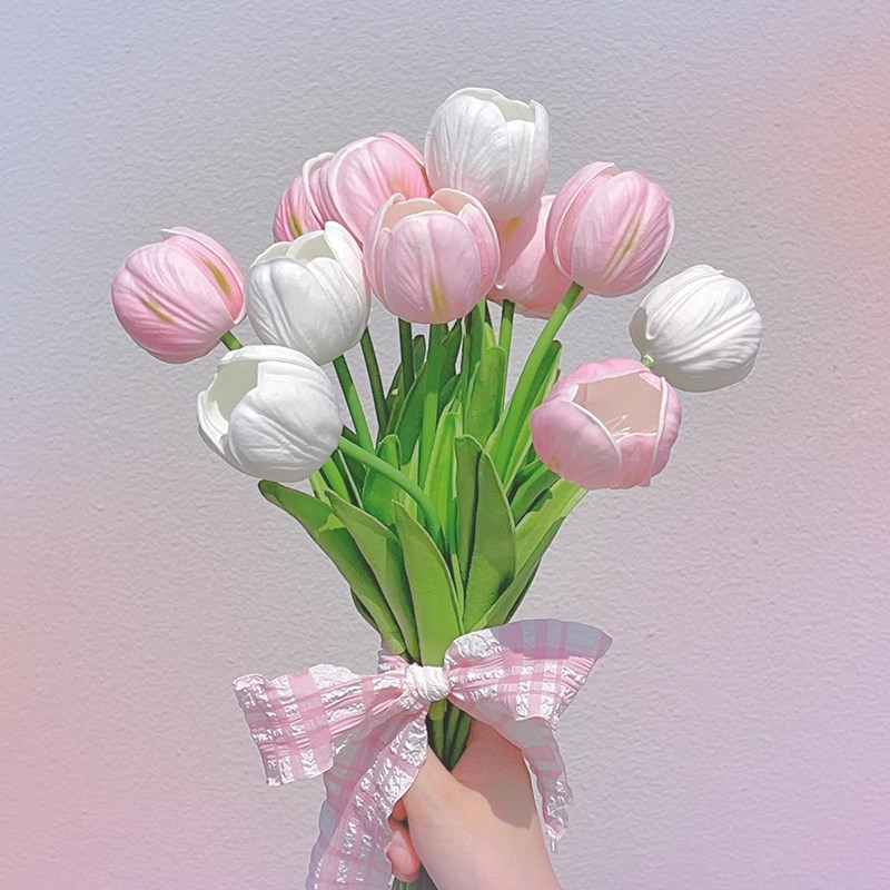 速发郁金香花母亲节送妈妈创意花束礼物客厅假花摆设桌面花艺摆件