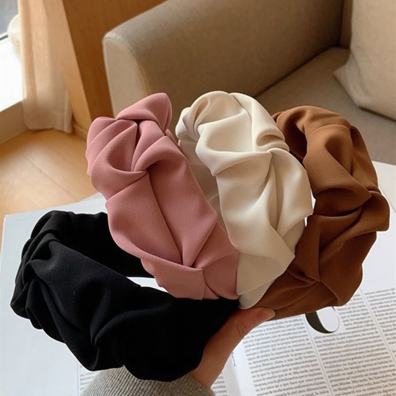 New Solid Color Folds Pattern Hair Band Headband For Women F