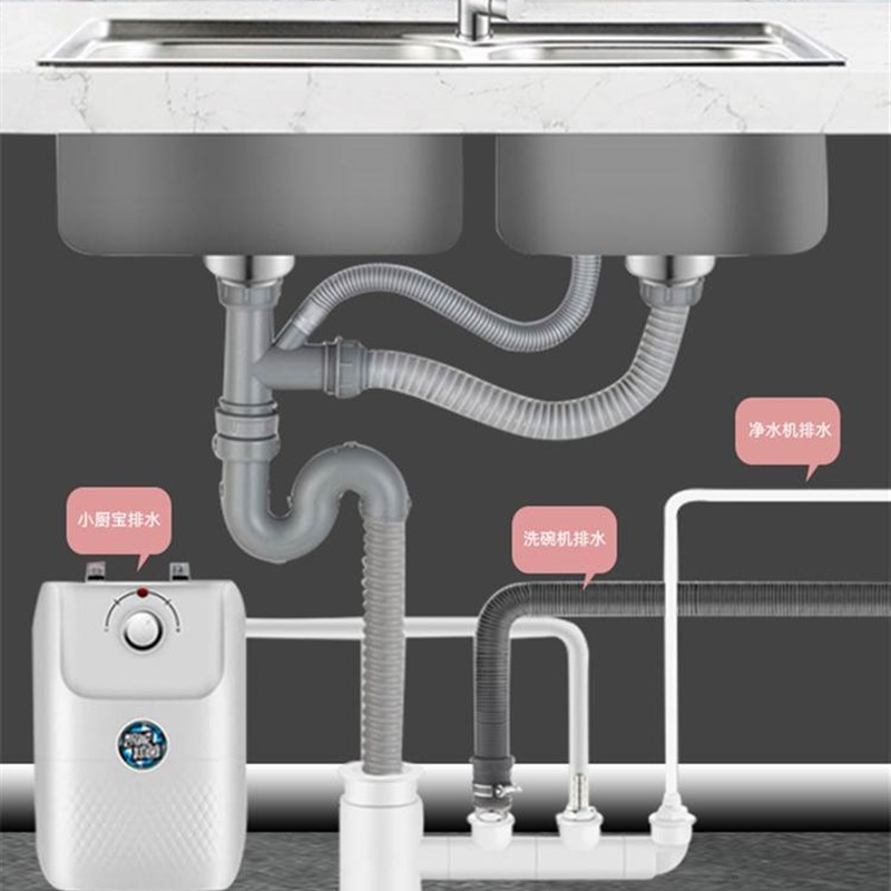 厨房水槽净水器洗碗机小厨宝洗衣机下水管道排水管二合一接头三通