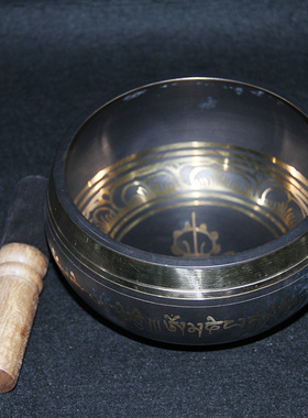 尼泊尔紫铜钵盂手工佛音碗瑜伽冥想颂钵静心佛音钵铜罄法器转经碗