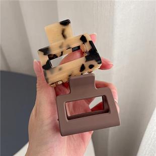 适合短发的夹子顶楼周锡京同款豹纹女後脑勺发夹高马尾抓鲨鱼夹