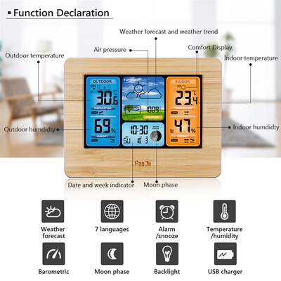 FanJu Digital Weather Station Indoor Outdoor Wireless Sensor