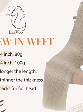 LAAVOO 24inch Blonde Weft Hair Extensions Human Hair 120g Pl
