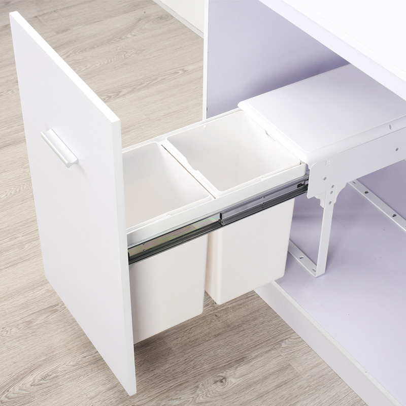 橱柜抽拉式家用垃圾桶 厨房隐藏柜内嵌入式垃圾桶 厨房水槽垃圾桶