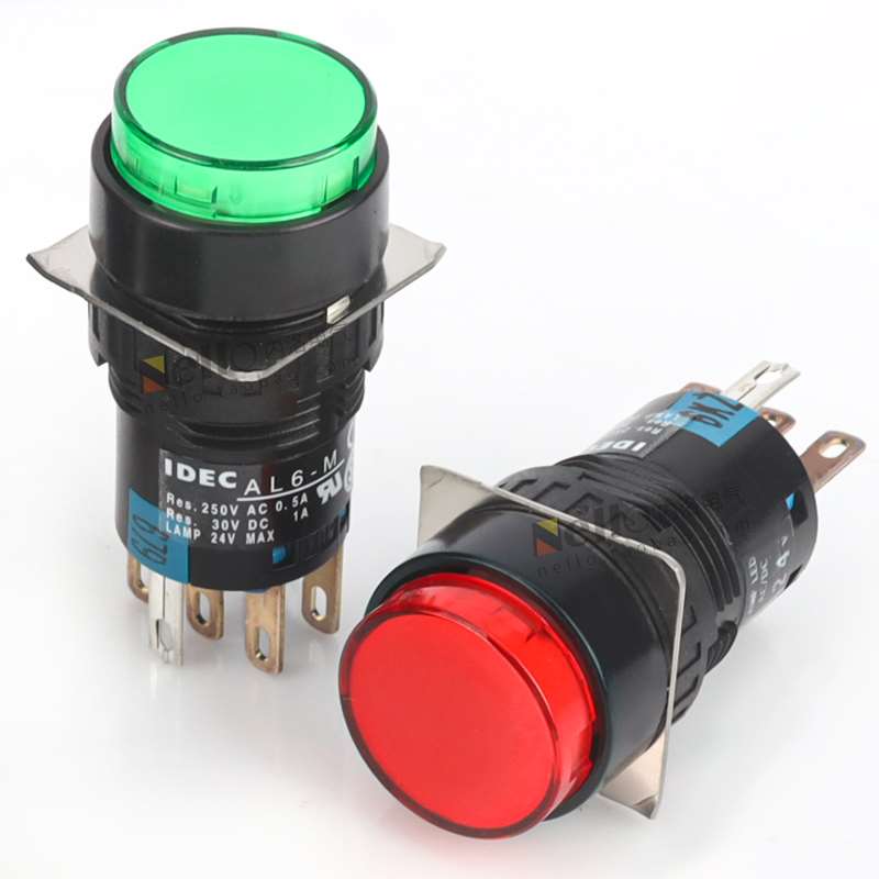 泉2带灯按钮开AL6和H/M-M14/M24/1R/Y/C自位A4/A4圆形5脚G复关24V