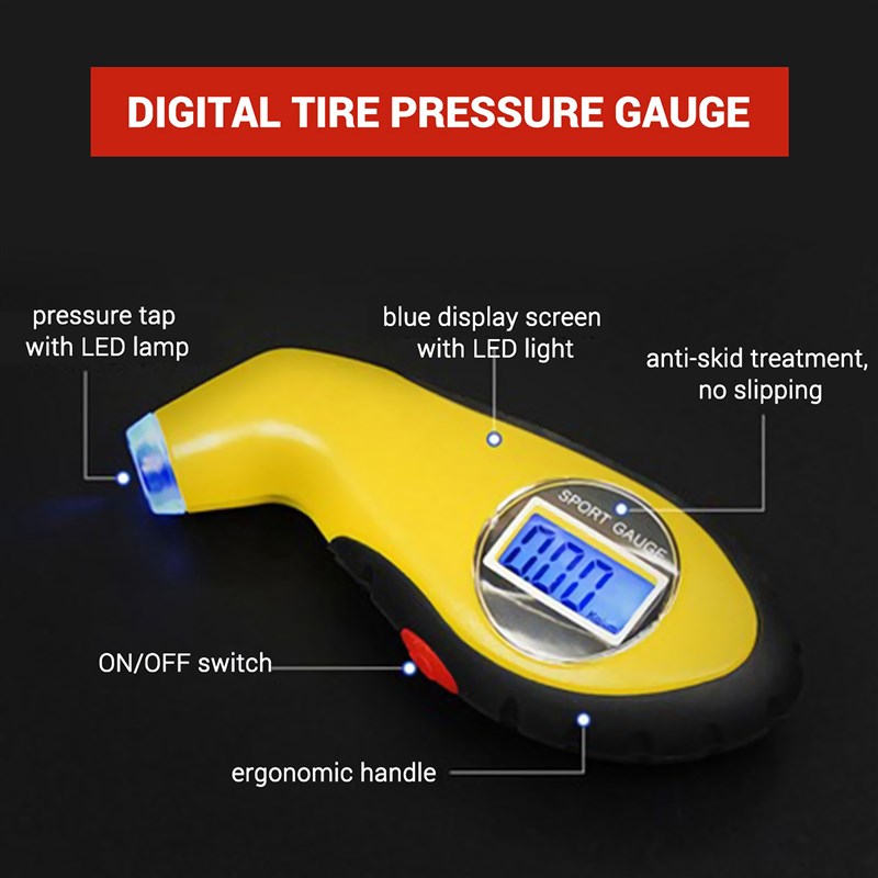 Digital Tire Pressure Gauge 0~150 PSI 4 Units Switchable Hig