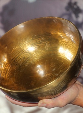 尼泊尔手工纯铜佛音碗理音疗颂钵西藏颂钵盂瑜伽钵装饰摆件铜磬