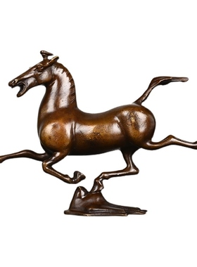 纯铜马踏飞燕摆件铜奔马家居客厅书房办公室中式装饰品仿古工艺礼