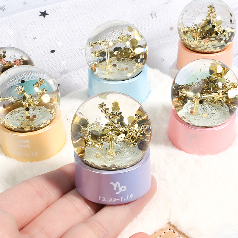 新款 十二星座水晶球梦幻少女心迷你桌面小摆件女生闺蜜生日礼物