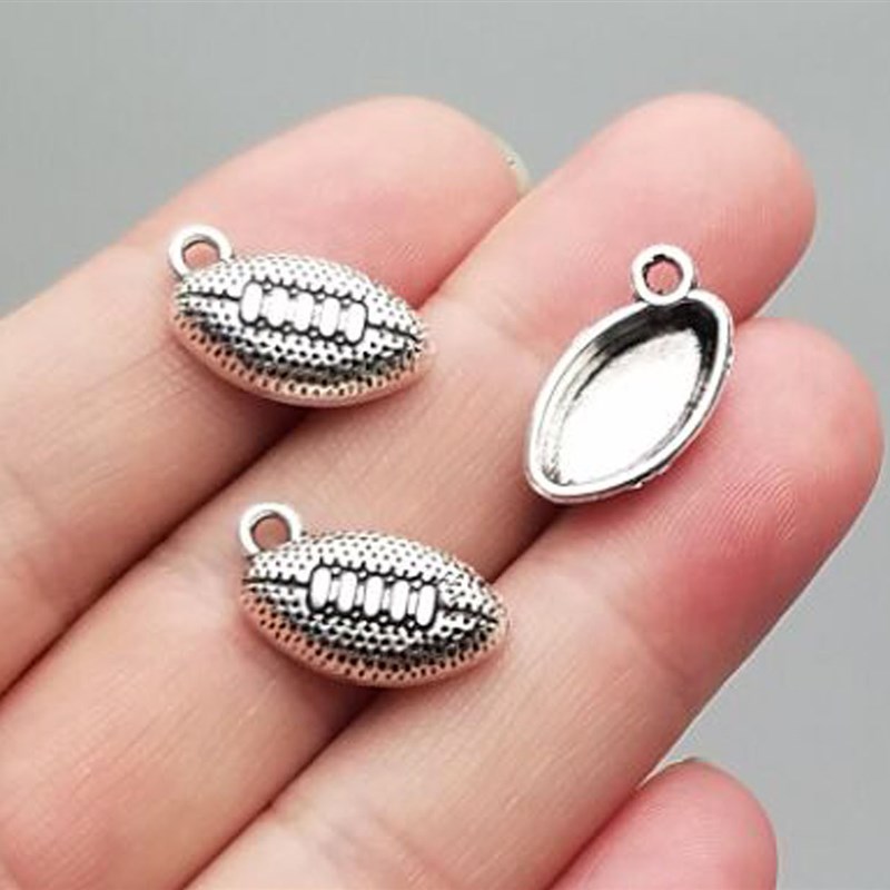 DIY饰品配件,17x10mm古银色橄榄球吊坠,6元30个