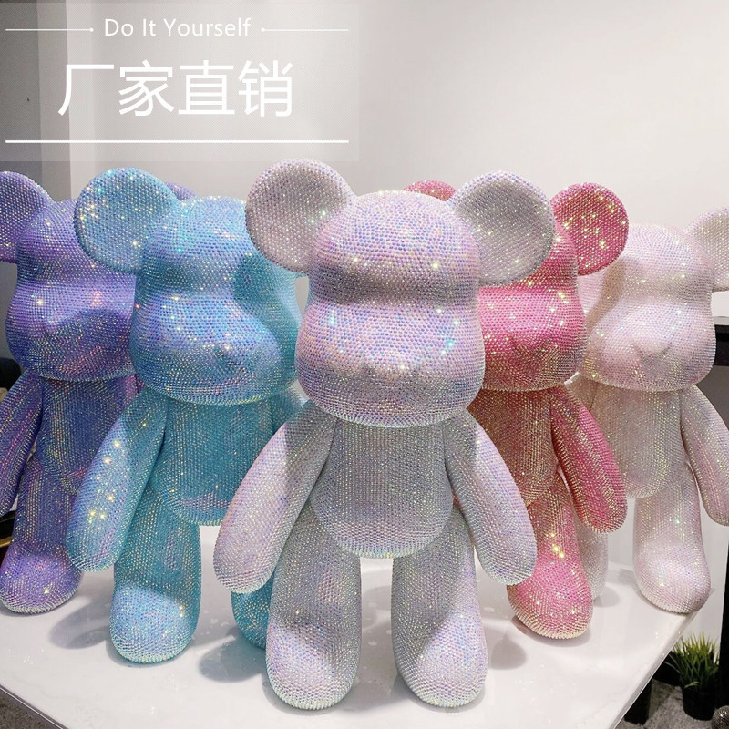 流体暴力熊手工搪胶DIY贴钻石熊材料包摆件石膏娃娃情人节礼品熊