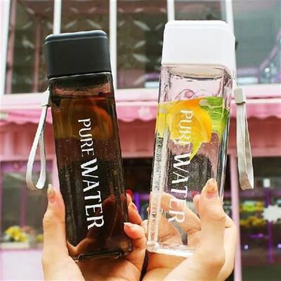 500Ml Square Plastic Water Bottle Simple Transparent Water