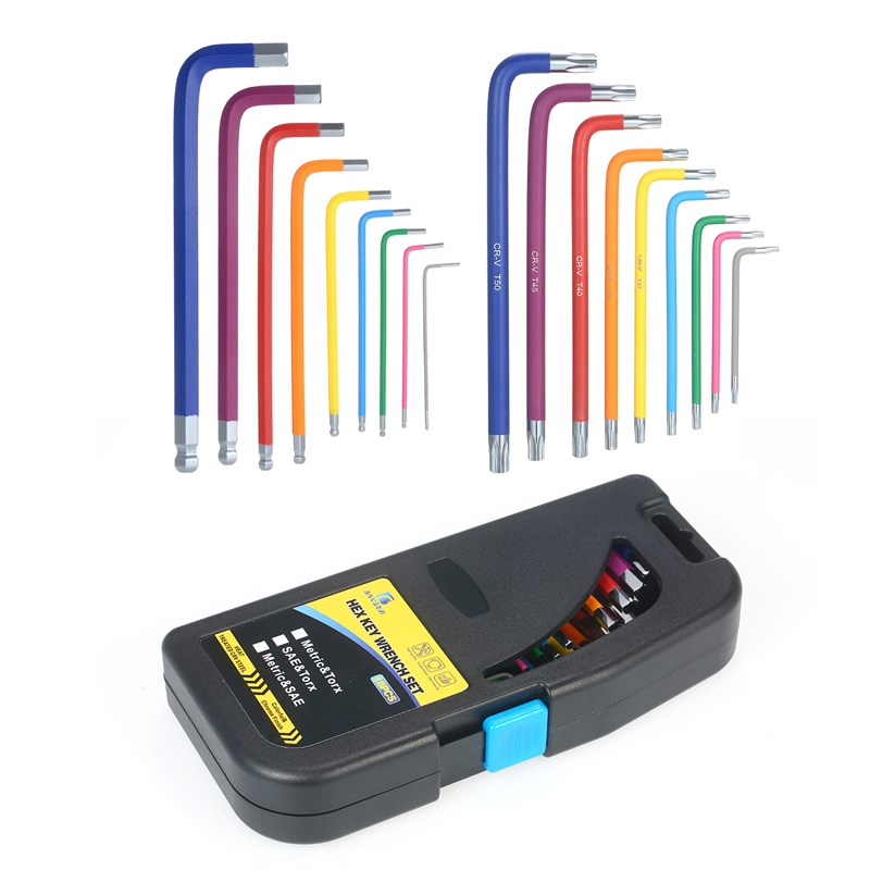 18PCS L-Key Set Metric Star Long Arm Ball End Hex Key Chrome