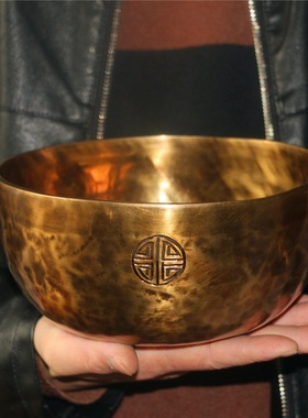 18cm 满月钵颂钵音疗愈尼泊尔手工铜钵瑜伽SPA理疗佛音碗钵孟摆件