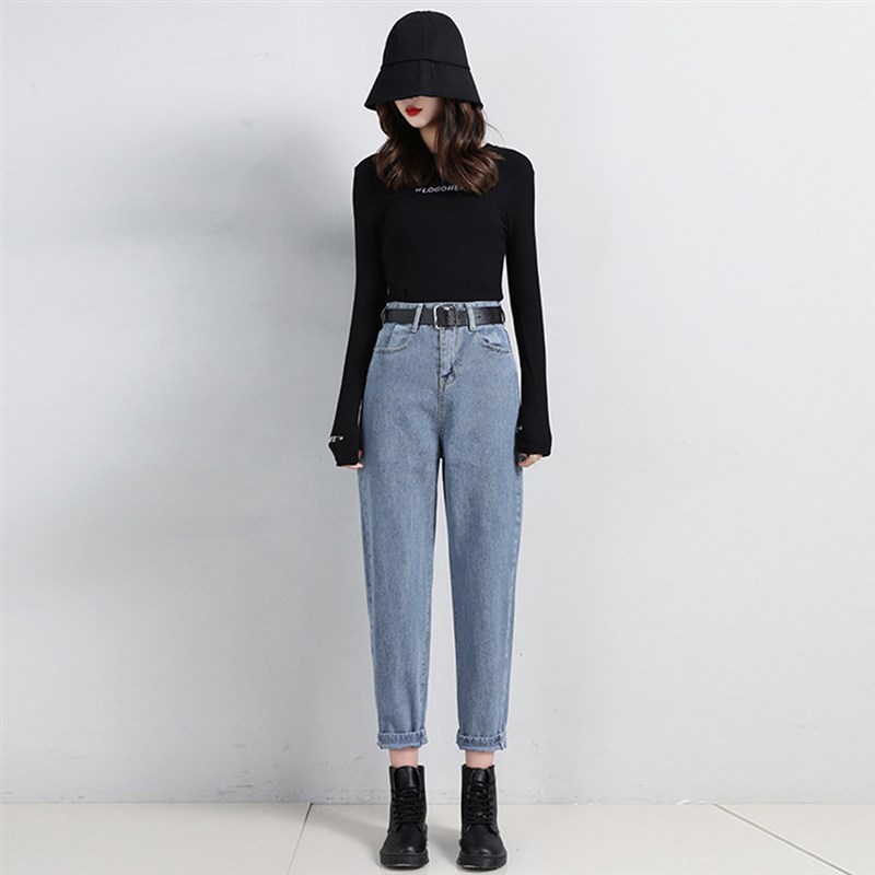 2022 New Mom Jeans Woman Plus Size Loose High Waist Denim Pa