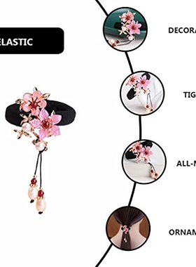 Beaupretty Hair Band Flower Hair Ties Elastic Vintage Chines