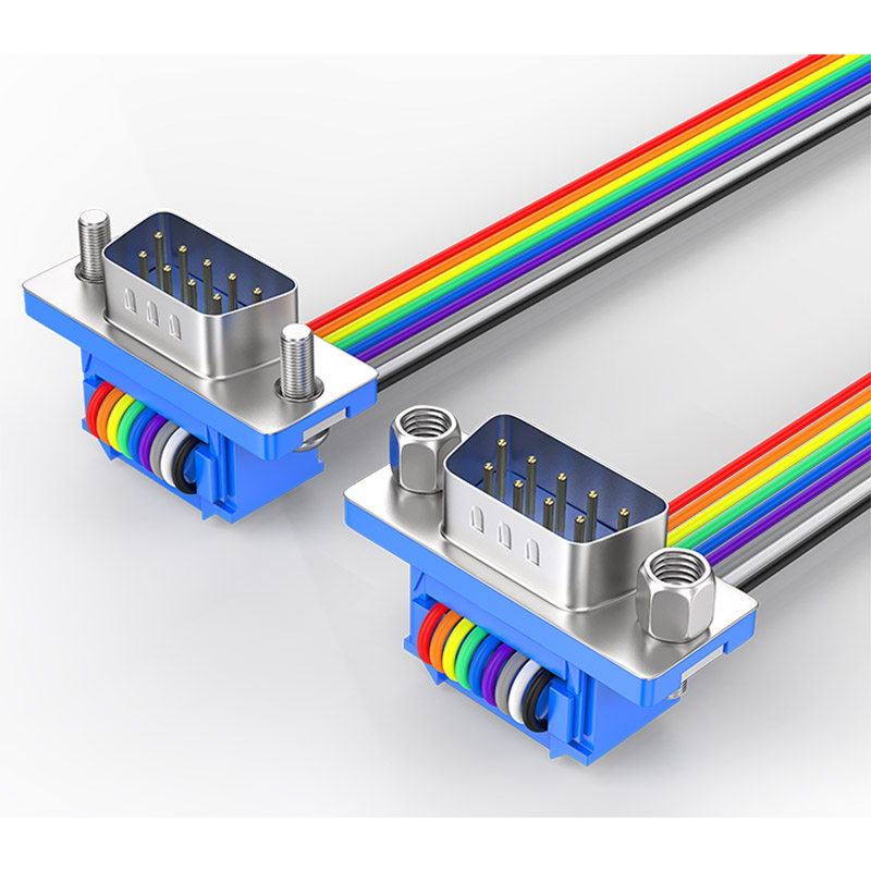 DB25免焊压线式DB9 DB15针排线接头db37串口9针插头彩排线压接头