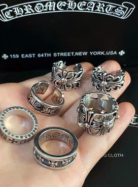 戒指高街男十字架美式复古ins风潮男女foreven情侣对戒指环不掉色