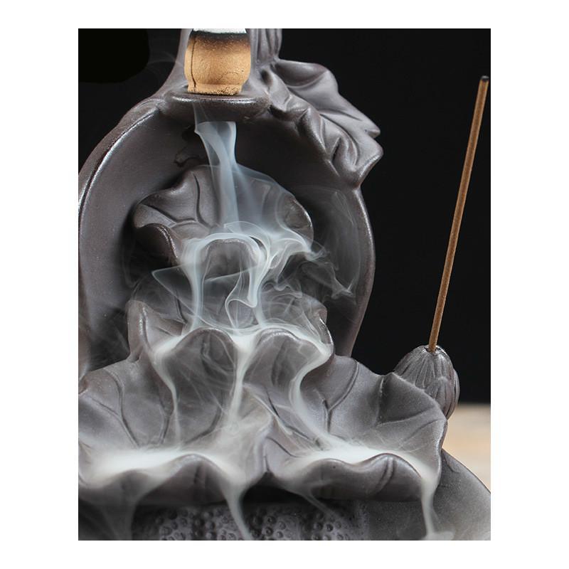 Purple Clay Gourd And Lotus Waterfall Incense Burner +20pcs