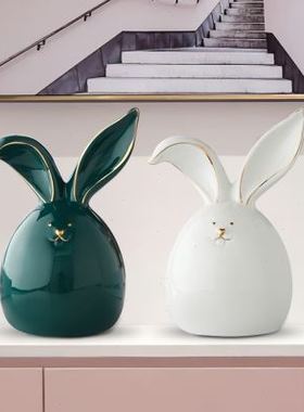 兔子摆件北欧轻奢风家居装饰品客厅电视柜创意小摆设房间布置可爱