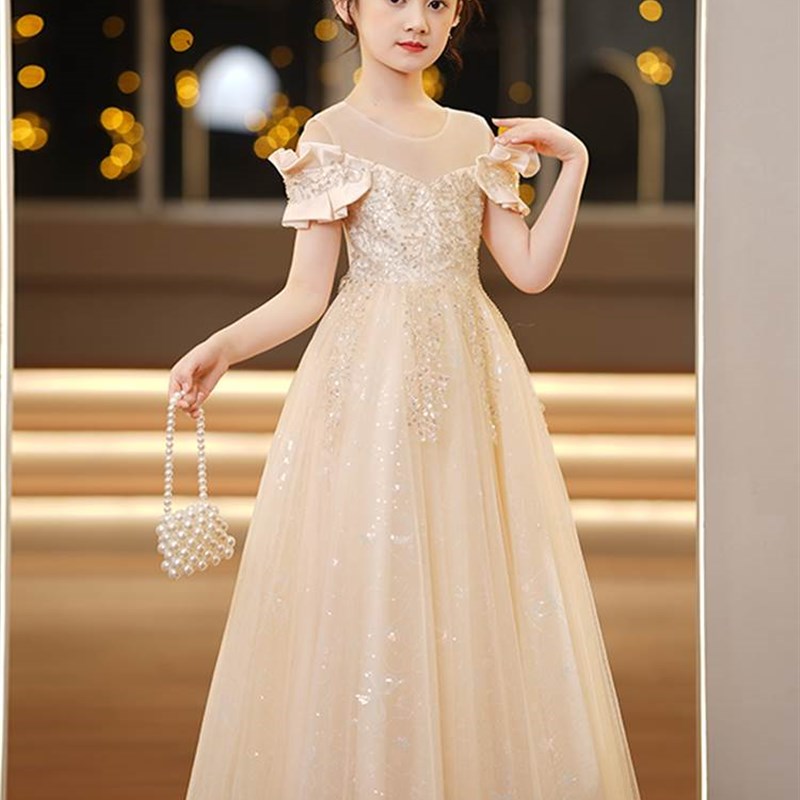 钢琴检定考试礼服女童公主婚礼花童婚纱裙儿童主持人走秀生日演出