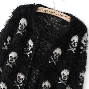Autumn Sweater Mohair 2021 Printing Women Skulls Femal Short