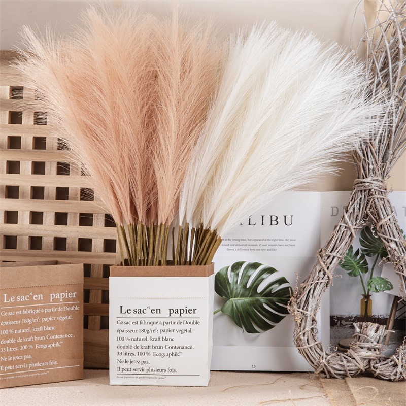 新品5/10PCS Fluffy Pampas Grass Artificial Flower Boho Decor