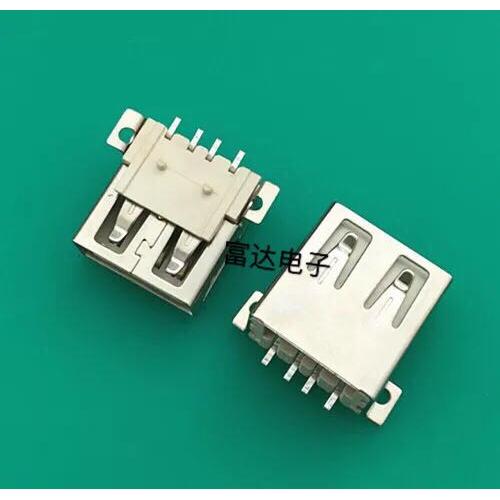 USB 2.0 A母全贴 AF 13.9 MM 2固定贴片 卷边 平口 4铜针 USB母座