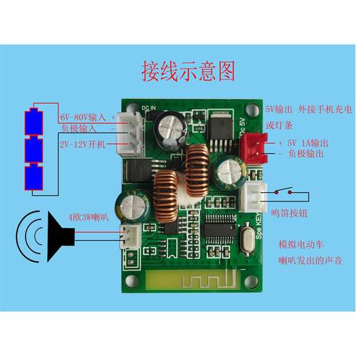蓝牙模块板平衡车独轮车电动车无线音频接收器音箱响72V48V36V24V