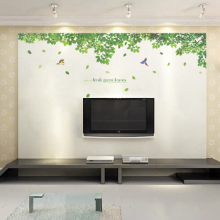 客厅电视背景墙贴纸自粘墙壁纸温馨绿植卧室房间墙面装 饰贴画墙画
