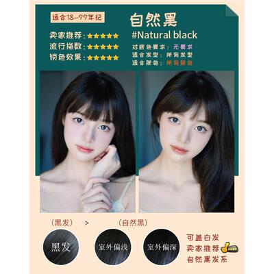 一次性染发膏可洗掉无氨染发剂亚麻闷青色雾霾蓝黑色植物染发膏