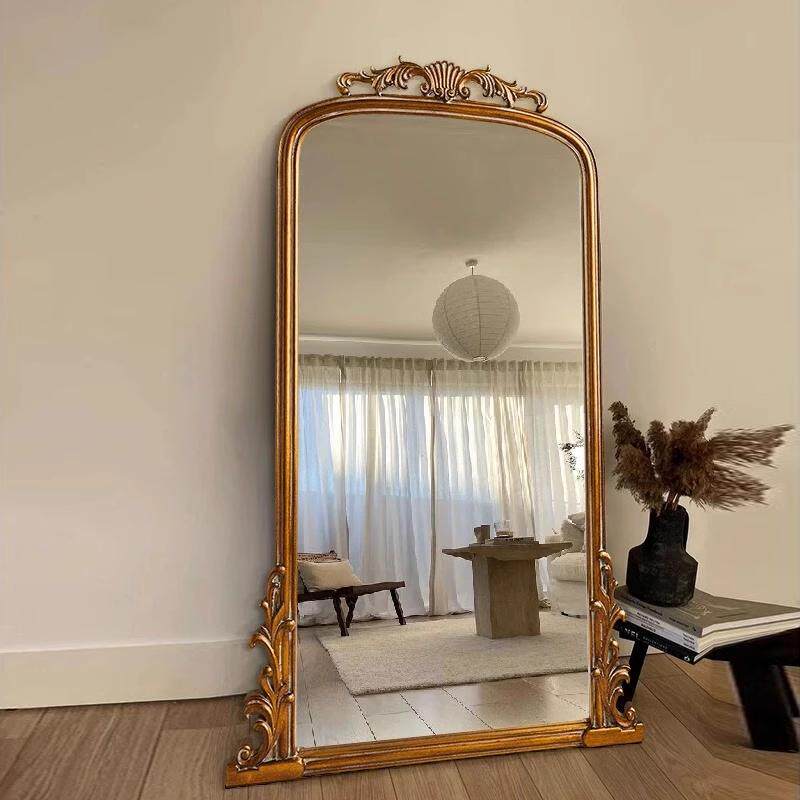 法式复古全身镜欧式轻奢木质雕花落地镜卧室客厅镜子服装店试衣镜
