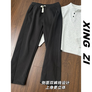 直筒宽松卫裤男生潮流百搭垂感显瘦显高春季运动拼接休闲裤长裤子