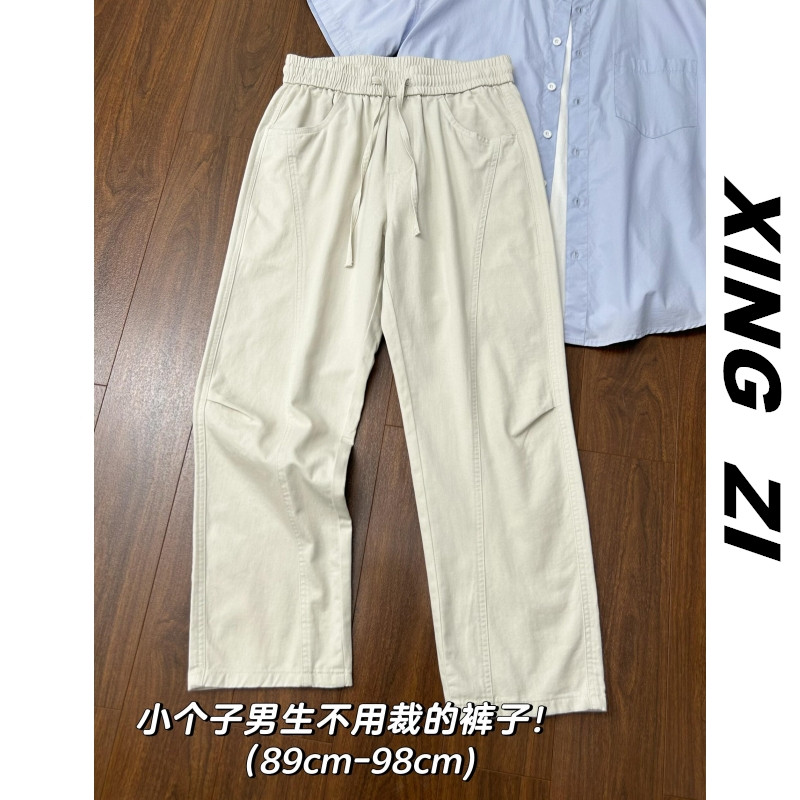 春夏季纯棉九分休闲裤男生小个子显高不拖地潮流百搭松紧腰裤子男