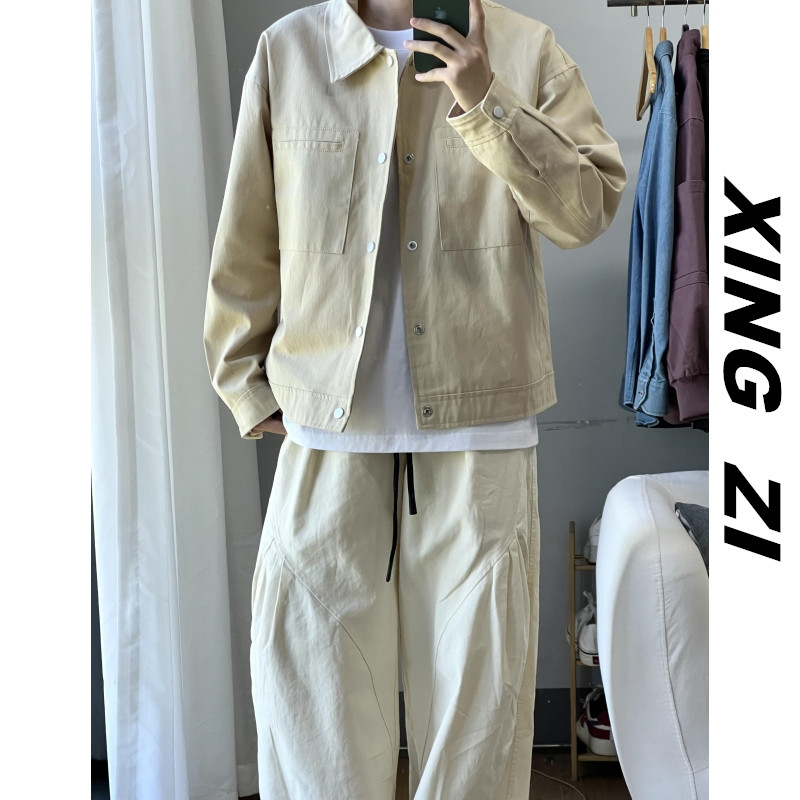 日系工装夹克秋季男宽松外套情侣