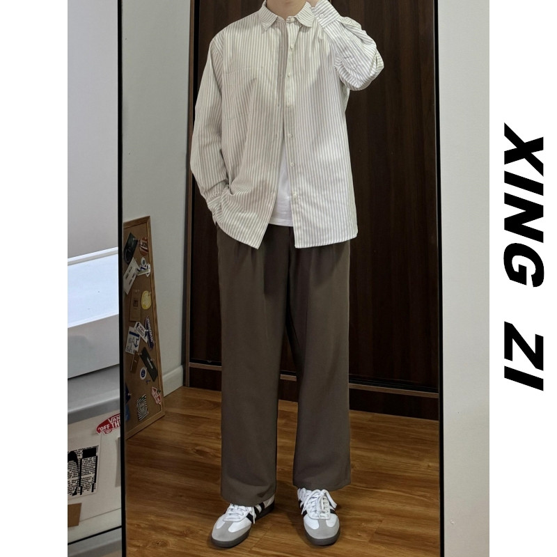 日系垂感小西裤男款直筒宽松阔腿裤秋季潮流百搭高品质休闲长裤子