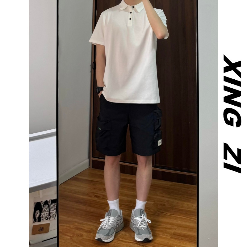 夏季复古工装五分短裤男宽松透气
