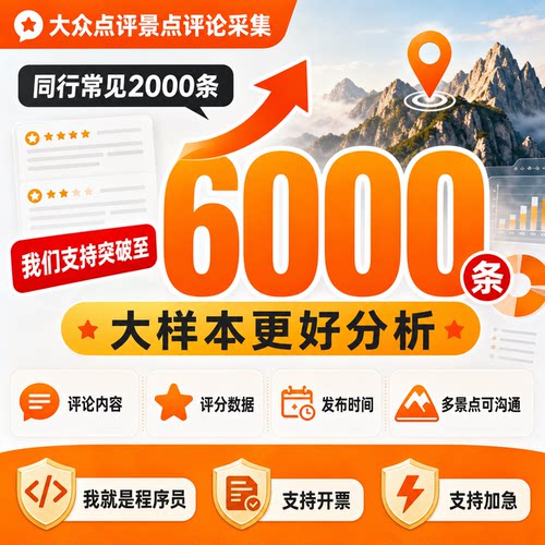 大众python爬虫数据采集景点评论采集数据整理情感满意度分析