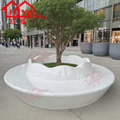 玻璃钢圆形树池坐凳户外防腐耐用多功能绿化设施园林景观座椅花坛